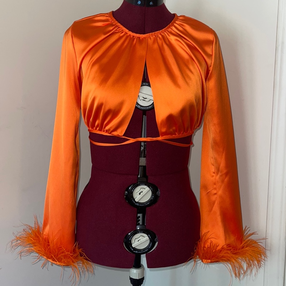 Orange long sleeve crop top